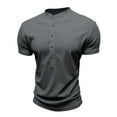 thumbnail image 5 of hotojiny Men's Henley Shirts Classic Fit Stretch Crewneck Muscle T-Shirt Half Button Gym Workout Athletic Top Summer Tees, 5 of 7