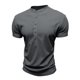 thumbnail image 5 of Tops para hombre, blusas y camisas de manga corta con cuello redondo para hombre, jersey informal de medio botón con cuello redondo y manga corta de color liso a la moda para hombre, top de poliéster, 5 of 8