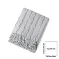 thumbnail image 2 of Wovilon Blanket Soft Knitted Blanket Fringed Blanket Sofa Blanket Sleeping Blanket 176x127cm, 2 of 4