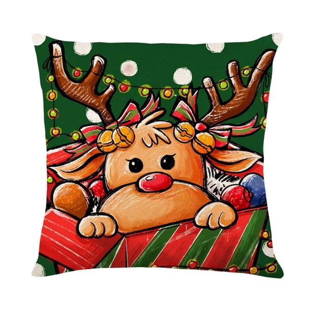 Funda de almohada navideña multicolor Cojín Funda de sofá Funda de almohada Funda de almohada para Ciervo Zulema Fundas de almohada