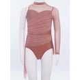 thumbnail image 2 of Doomiva Kids Girls Lyrical Dance Dress Asymmetric High-Low Mesh Skirted Leotard Rhinestone Figure Ice Skating Dress Dusty Pink 12, 2 of 7