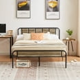 thumbnail image 4 of VECELO Full Size Metal Platform Bed Frame with Wooden Headboard, Heavy Duty Bed Frame, No Box Spring Needed/Noise-Free, Slate, 4 of 8