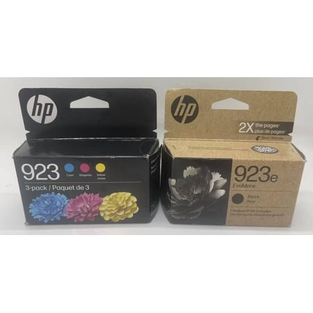 HP 923e EvoMore Black+ 923 Tri-Color Ink Cartridges (2-Pack) Works with Printer Series: OfficeJet 8120, OfficeJet Pro 8130 Carbon Neutral C84QYLN Sold without manufacturer warranty