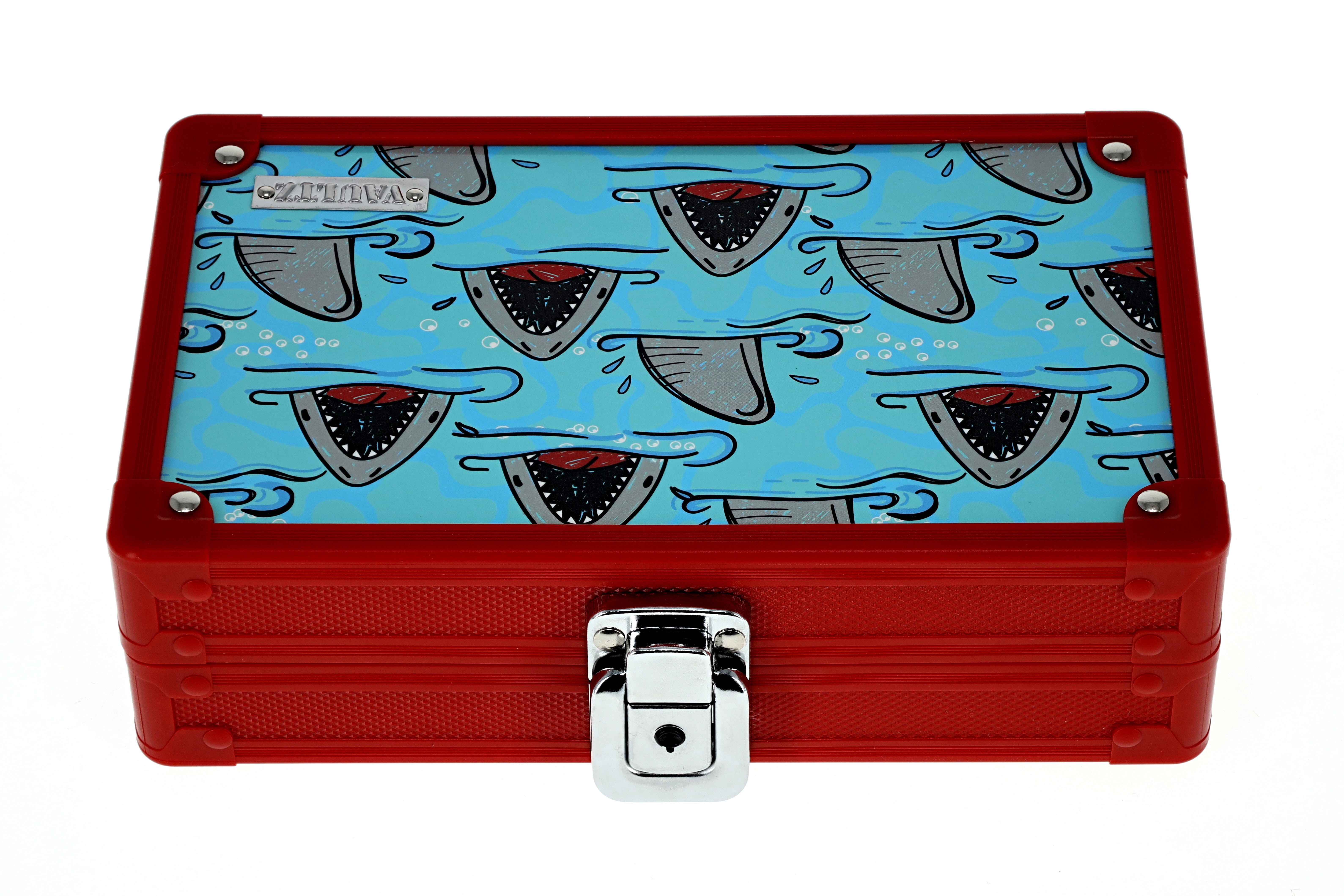 Vaultz Locking Pencil Box Sharks Box with Key Lock for Elementary