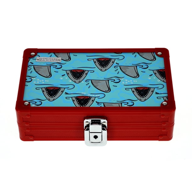 Vaultz Locking Pencil Box Sharks Box with Key Lock for Elementary