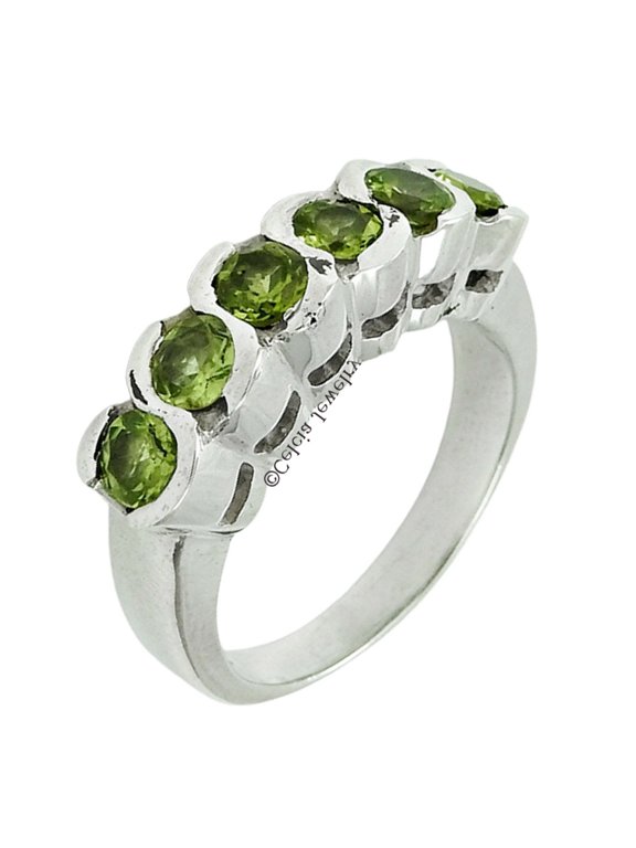 Natural Peridot Multi Stone Stackable Ring For Women, Statement Antique Handmade Fine Jewelry, Family Celtic Gothic Jewelry, Mothers Day Gifts, August Birthstone (peridot, Size 7)