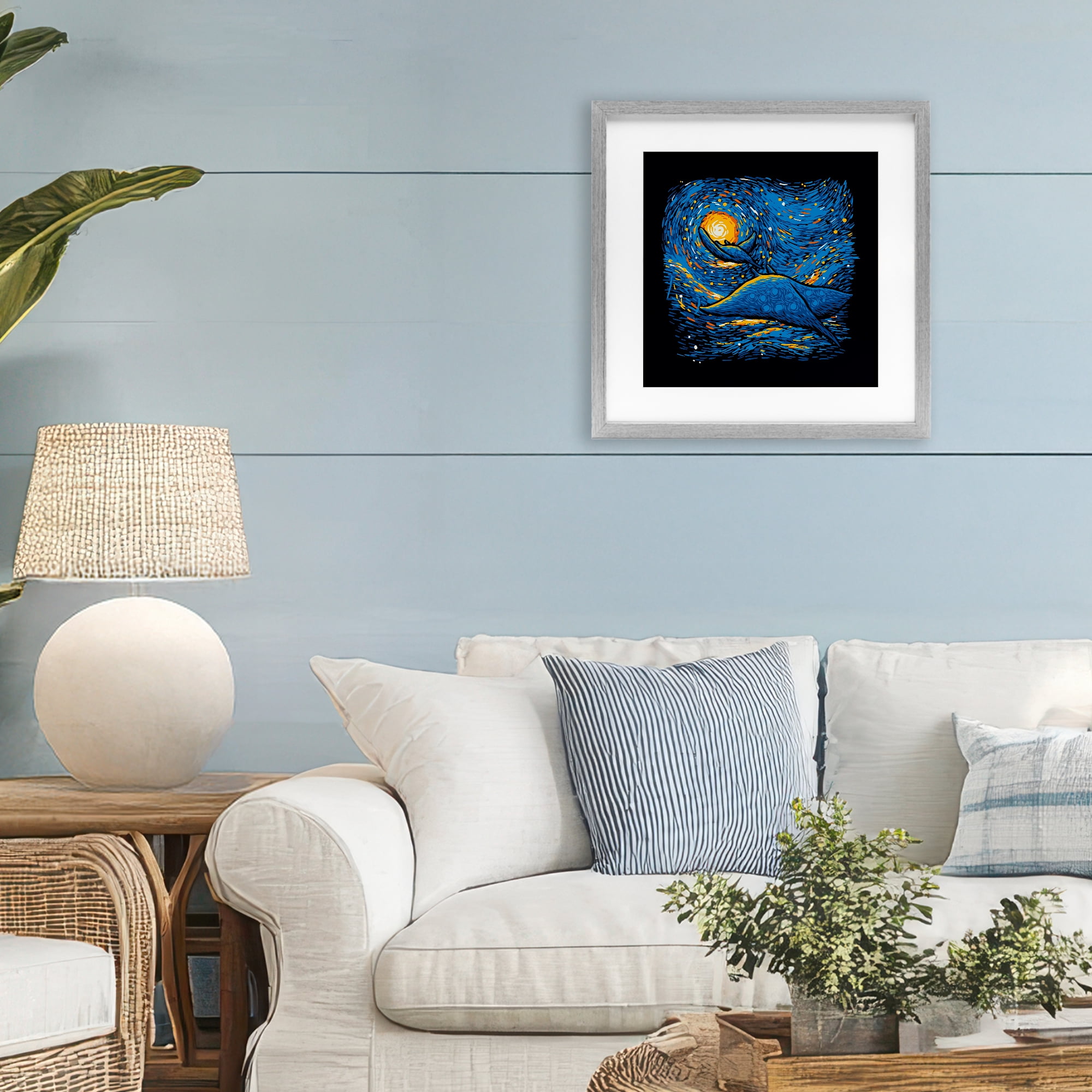 Stupell Industries Impressionist Manta Rays Gray Framed Print Under Glass, design by Tobe Fonseca