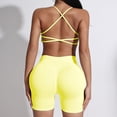 thumbnail image 4 of Hessimy Workout Sets for Women 2 Piece - Seamless Yoga Outfits Shorts and Padded Sports Bra Gym Athletic Clothing Set(Yellow,S), 4 of 5