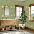 thumbnail image 4 of Cranes Peel and Stick Wallpaper 23.6in x 9.8ft Elegant Herons Golden Floral Teal Art Nouveau Style Contact Paper Vinyl Waterproof Self Adhesive Wall Paper for Bedroom Shelf Cabinet Renter Friendly, 4 of 8