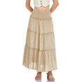 thumbnail image 6 of RUTAYY Women's Skirt High Waisted A-Line Flowy Ruffle Tiered Long Bottom Comfortable Breathable Travel Elegant Long Skirt, 6 of 7