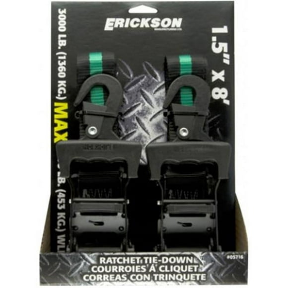 Erickson 5716 1,5 Po x 8 Pi Sangle à Cliquet&44; Noir & Vert