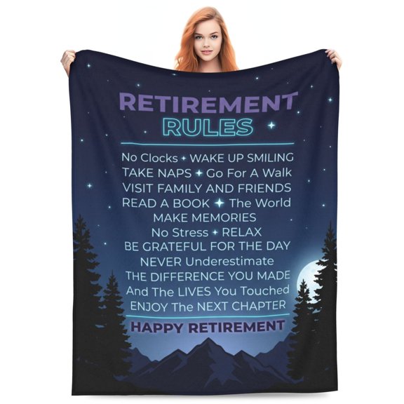 Retirement Throw Blanket, Retirement Gift for Women Men, Retired Gift for Coworker Teacher Nurse Mom, Soft Cozy Blanket for Couch Sofa Bed 50x40