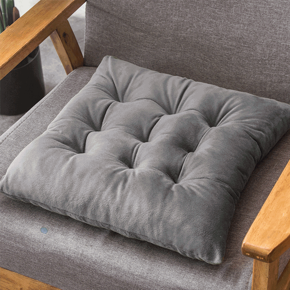 Pure Color Thicken Corduroy Square Seat Chair Cushion Pads Floor Mat Gray