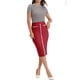 thumbnail image 2 of Falda lápiz ajustada de cintura alta para mujer INSPIRE CHIC, elástica, hasta la rodilla, faldas de oficina, S, rojo oscuro, 2 of 6