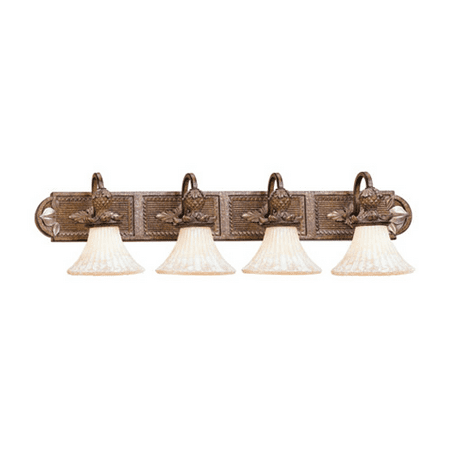 

Bathroom Vanity 4 Light With Vintage Carved Scavo Glass Venetian Patina size 40 in 400 Watts - World of Crystal