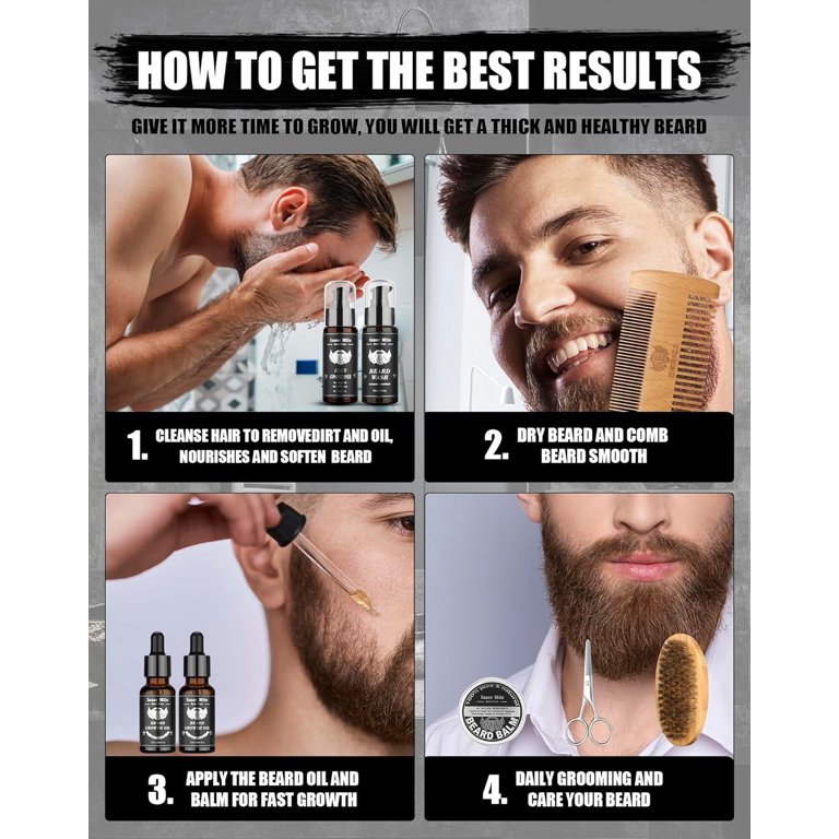Isner Mile Beard Grooming Kit, Orange Scent, Beard Oil, Balm, Comb