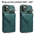 thumbnail image 3 of Allytech iPhone 11 Pro Case with Ring Holder & Shoulder Strap, Retro PU Leather Cards Slots Kickstand Detachable Lanyard Shockproof Wallet Case Cover for Apple iPhone 11 Pro - Green, 3 of 14