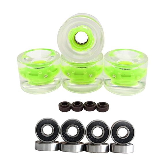 4 ruedas LED de 70 mm para longboard Cruiser con iluminación nocturna. Verde