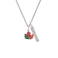 thumbnail image 2 of Delight Jewelry Silvertone Large Orange Fall Leaf Silvertone Fearless Bar Charm Necklace, 23", 2 of 4