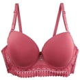 thumbnail image 2 of Up to 50% off Wireless Bras for Women Plus Size Women's Solid Color Bra With Large Chest And Steel Ring Plus Size Lingerie Sexy Gathering Bra Lingerie(Red,M), 2 of 5