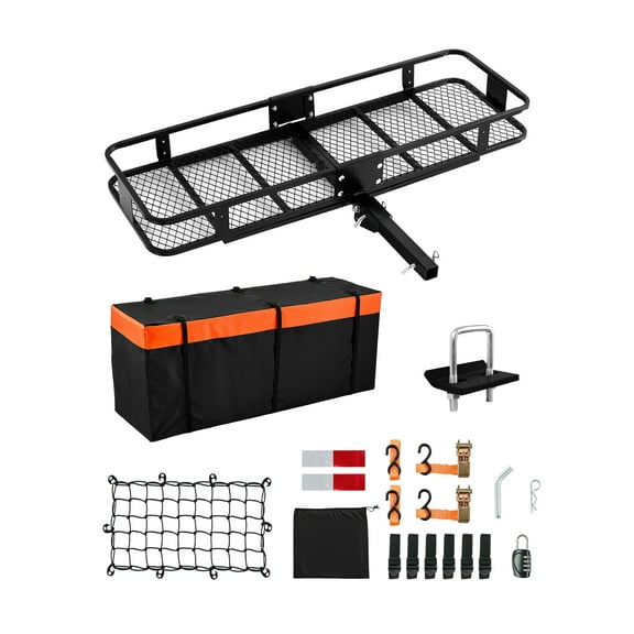 VEVOR 60" x 20" x 6", Hitch Cargo Carrier, 500 lbs Capacity Hitch Cargo Carrier with Cargo Net & Waterproof Cargo Bag, Folding Hitch Mount Cargo Carrier with Hitch Lock for 2" Receiver, Fit for SUVs