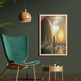 thumbnail image 2 of Cityscape Wall Art with Frame, Utopia Islands Floating Future Cities Imaginary Fantasy Art Futuristic, Printed Fabric Poster for Bathroom Living Room, 23" x 35", Yellow Peach, by Ambesonne, 2 of 2