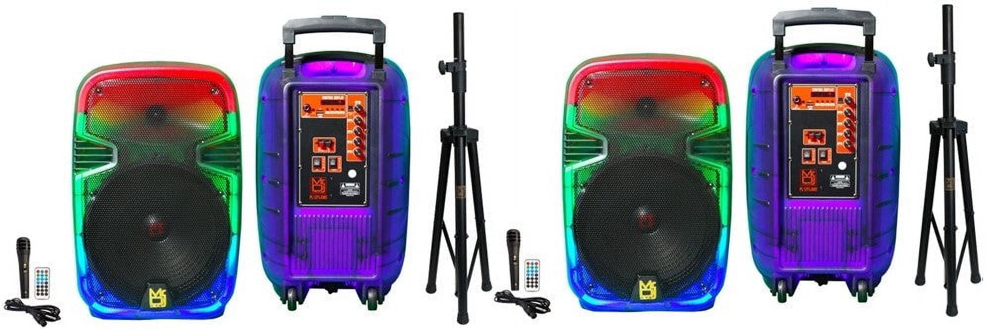 Mr DJ RR-PBX6100LED 15 in. Dual 3-Way Portable Speaker with Built