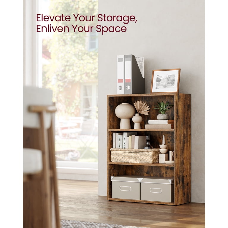 Cube Storage Organizer 3-Tier Bookshelf, Rustic Brown photo 7