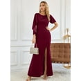 thumbnail image 6 of SouqFone Cape Formal Dress for Women Split Bodycon Long Dress-XL,Wine Red, 6 of 9