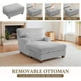 thumbnail image 3 of Oversized Chaise Lounge Chair with Ottoman, Solid Wood Frame Sofa for Living Room, Bedroom, Office,, 3 of 6