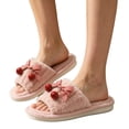 thumbnail image 4 of EKVAHL Cherry Slippers Cute Fuzzy Slippers for Women Girls with Bow Cozy Plush Indoor House Shoes Open Toe Bedroom Comfy Shoes Warm Non-Slip Home Slippers, 4 of 4