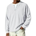 thumbnail image 2 of OIOLOYJM Mens Polo Shirts Casual Button Up Solid Color Beach Shirt Lightweight Long Sleeve T Shirt Fashion Soft Lapel Collared Pullover White M, 2 of 5
