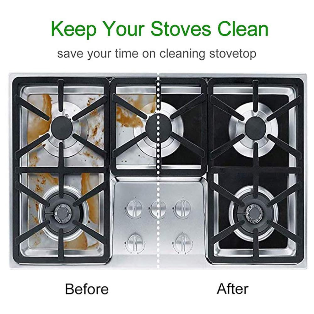 8 Pack Stove Burner Covers, Gas Stove Burner Liners,Non-stick Reusable Gas Range Stove Top Covers for Kitchen,Cuttable,Easy to CleanBlack