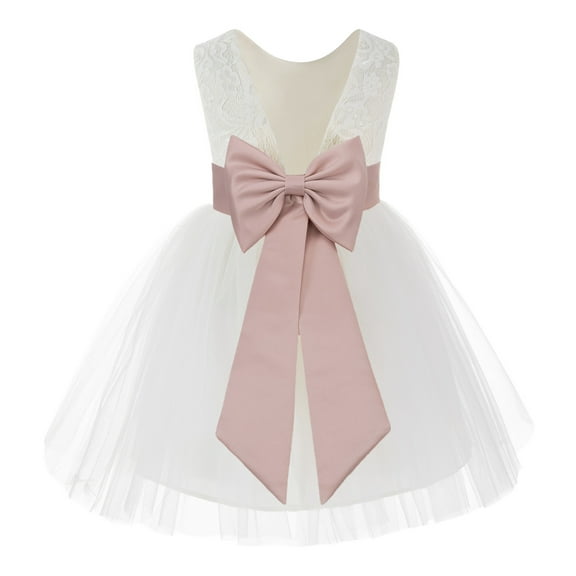 Ekidsbridal Ivory Backless Lace V-Back Flower Girl Dresses Fancy Formal Princess Pageant Gown 206T 10