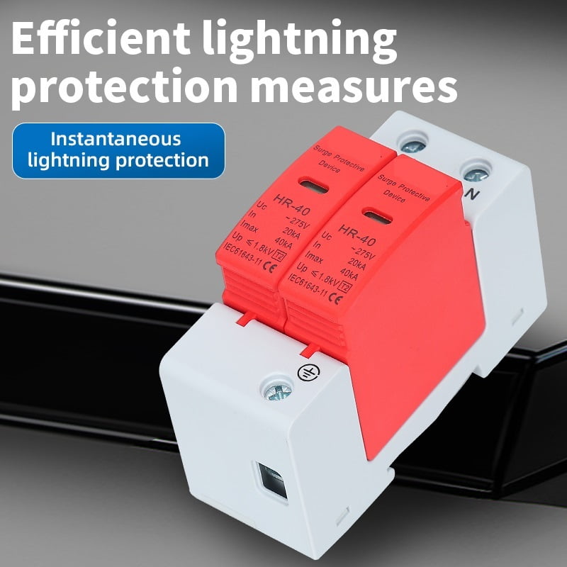 House AC 385V SPD Lightning Surge Protector 1P 2P 3P 4P Solar PV Low-Voltage Arrester Device with Options for 20KA-60KA Protecti