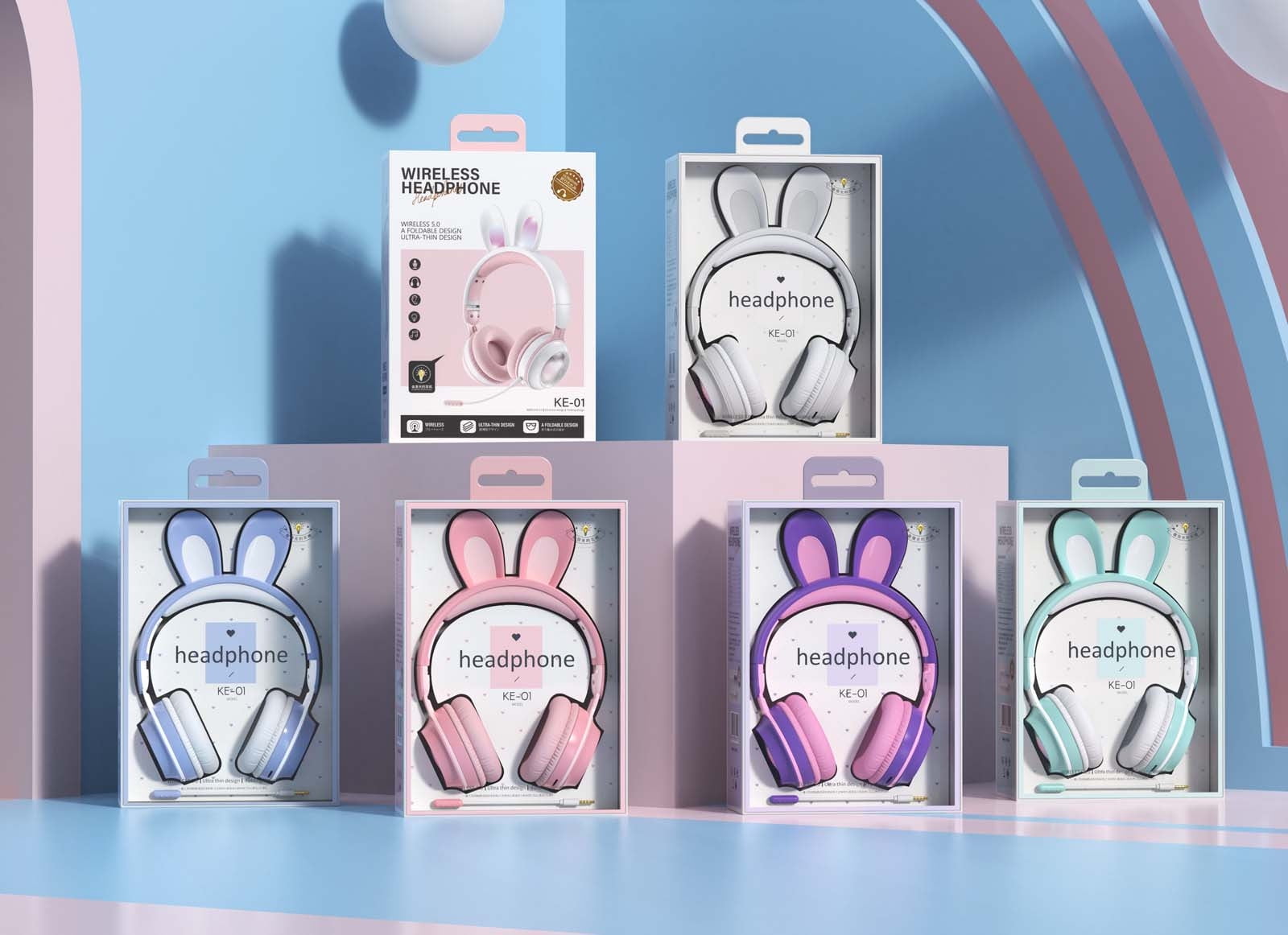 Kids Bluetooth Headphones, 60H Playtime, Volume Limited 85/94dB, Bluetooth 5.4, Type-C Fast Charging, Foldable Wireless Headphones for Kids, Toddler Headsets with HD Mic,Pink