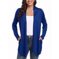 thumbnail image 2 of JWD Womens Casual Lightweight with Pocketes Long Sleeve Open Front Cardigan Royal Blue-L, 2 of 6