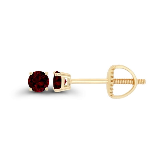 Decadence 14K Yellow Gold Plated Sterling Silver 3mm Round Natural Garnet January Birthstone Screwback Stud Earrings