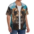 thumbnail image 2 of Pofeuu Hawaiian Swimming Lion Print Mens Casual Short Sleeve Shirts Beach Summer Spread Collar Pocket Tops Men's Casual Short-sleeved Shirt-X-Large, 2 of 5