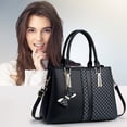 thumbnail image 1 of Women's Large Capacity Leather Tote Bag with Patchwork Design, Multi-Layer Compartments, and Adjustable Crossbody Strap, 1 of 6