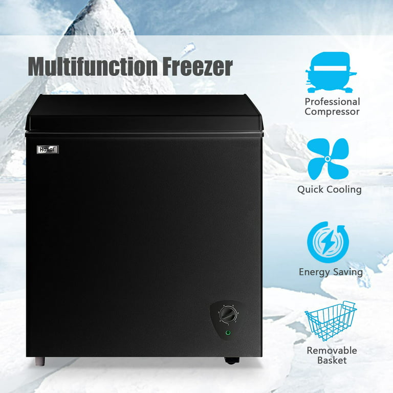 WANAI Chest Freezer 5 Cu.ft, Deep Freezer with Top Open Door ,Black