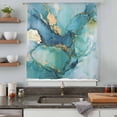 thumbnail image 5 of Turquoise Marble Sheer Curtains 45 Inches Long, Abstract Minimalist Art Ombre Blue Light Filering Curtains, Breathable Simi Curtain Privacy Drapes for Kitchen Bathroom Small Window Treatment, 5 of 9