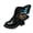 Black, variant on Girls 3D Butterfly Wing Boots Glitter Patent Leather Side Zipper Chunky Sole Ankle Booties For School And Party Black