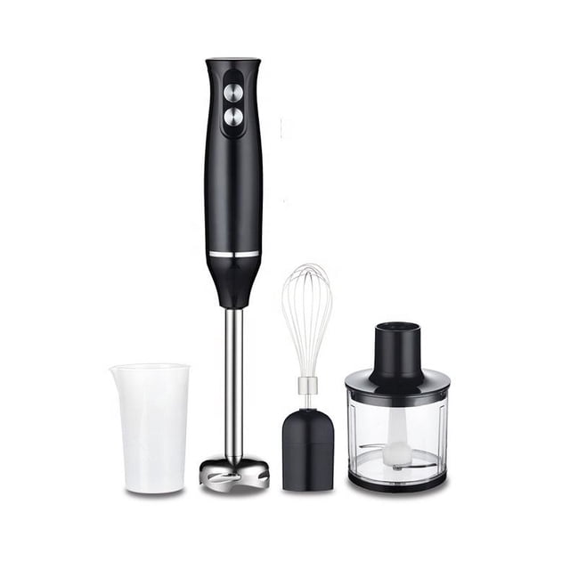 Batidora de mano de acero inoxidable, licuadora de mano 4 en 1 con batidor de huevos, vaso y tazón picador para batidos, puré, comida para bebés