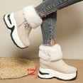 thumbnail image 5 of Beige Women Star Detail Height Boost Warm Boots Plus Size For Autumn And Winter Style Snow Boots Ideal For Casual Use, 5 of 9