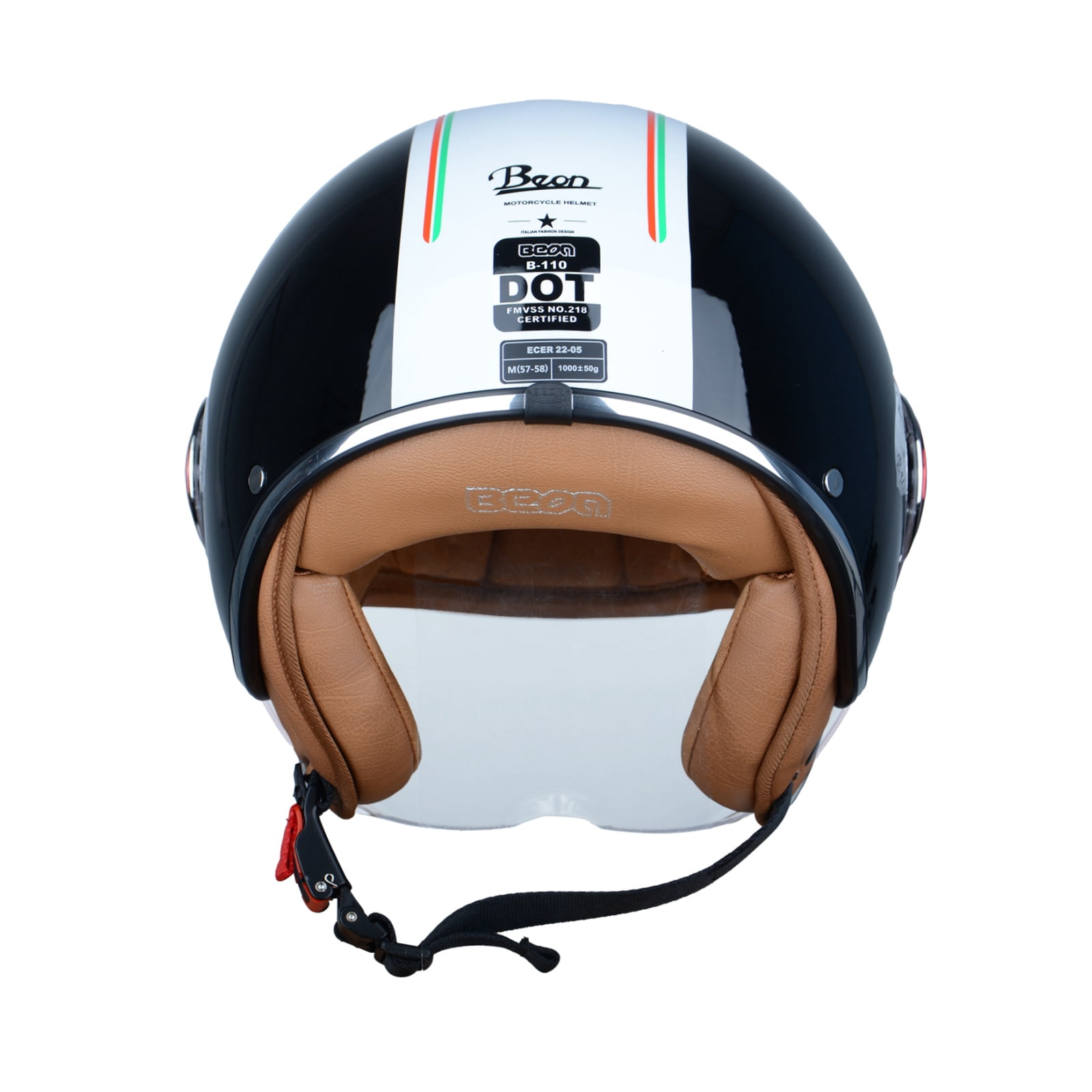 BEON Half Face Retro Vintage Motorcycle Helmet with Anti-Scratch Visor for Adults Moped Vespa, DOT & ECE Approved