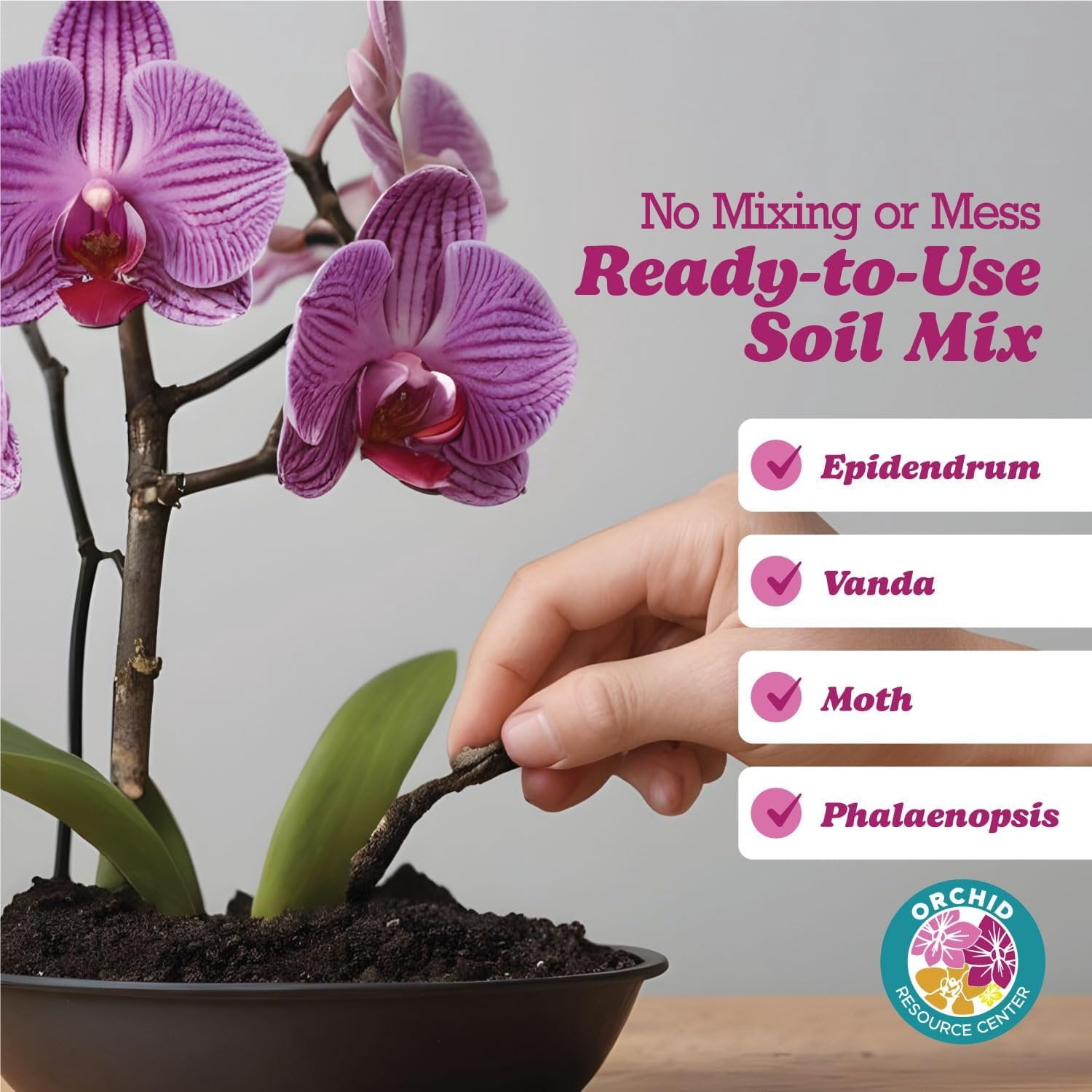 Houseplant Resource Center Orchid Soil Mix - Premium Potting Blend - Fast Draining, Non-Toxic, Nutrient-Rich, Sustainable - Ideal for Repotting Indoor Orchids - USA-Made - 1 Bag