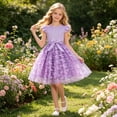 thumbnail image 6 of RTKFRFLM Girls Ruched Dress Summer Flutter Sleeve 3D Butterfly Details Smocked Bodice Cotton A-Line Sundress Kids 3-7Y, 6 of 9