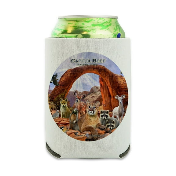 Capitol Reef National Park Utah UT Animals Cougar Prairie Dog Deer Raccoon Can Cooler - Drink Sleeve Hugger Collapsible Insulator - Beverage Insulated Holder