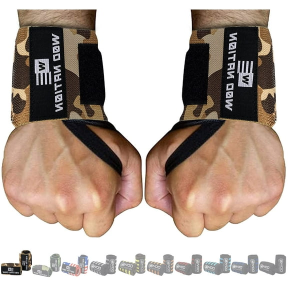 WOD Nation Wraps de Poignet pour Hommes et Femmes - Ensemble de 2 (12 Pouces Ou 18 Pouces) (12 Pouces - Camouflage Rose)